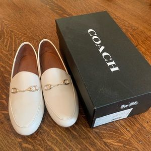Coach white haley leather loafers.